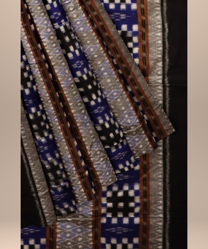 Multicolor black cotton hand loom sambalpuri fabric