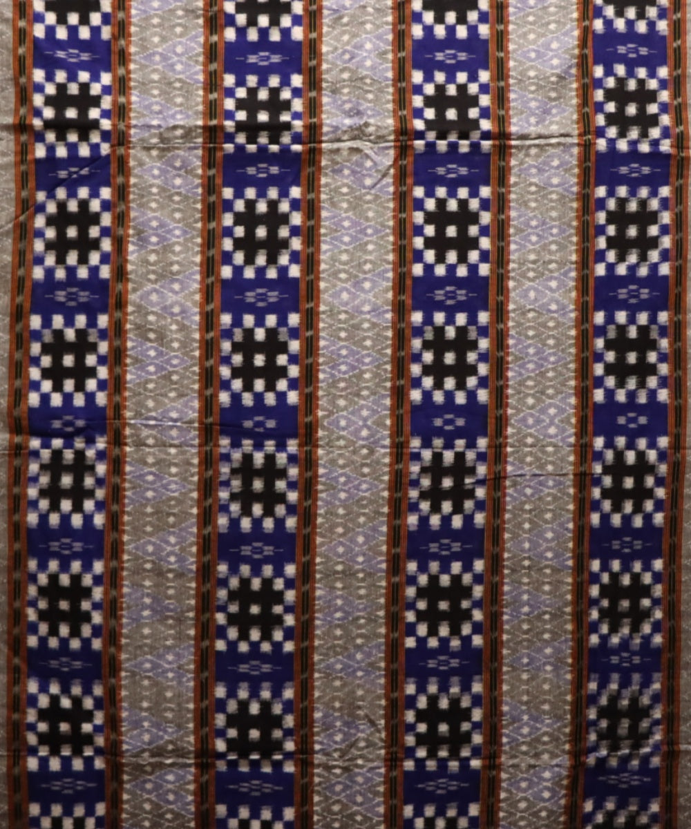 Multicolor black cotton hand loom sambalpuri fabric