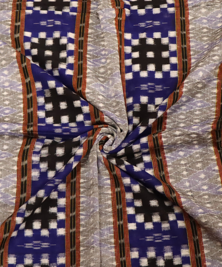 Multicolor black cotton hand loom sambalpuri fabric