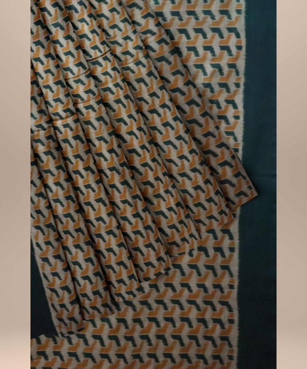 Grey dark cyan cotton handloom sambalpuri fabric