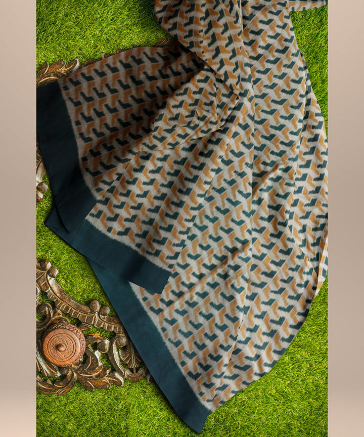 Grey dark cyan cotton handloom sambalpuri fabric