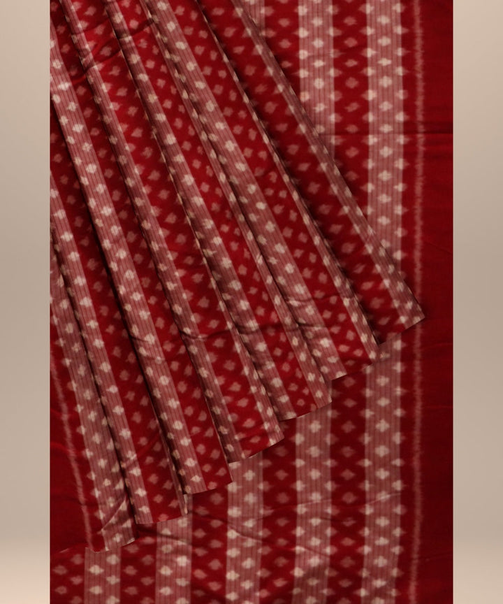Multicolor dark red cotton handloom sambalpuri fabric