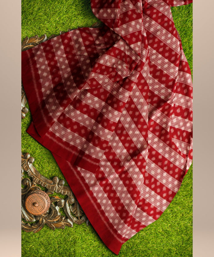 Multicolor dark red cotton handloom sambalpuri fabric