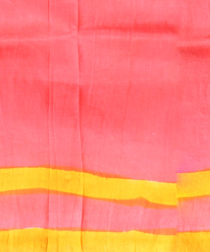Mustard red silk hand painted batik print saree