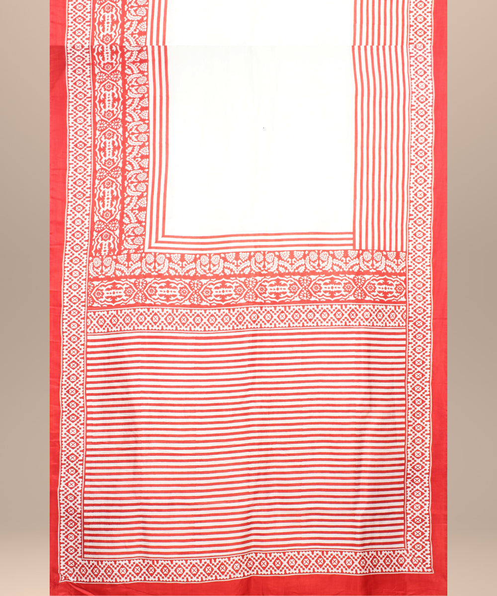 White red silk handloom saree