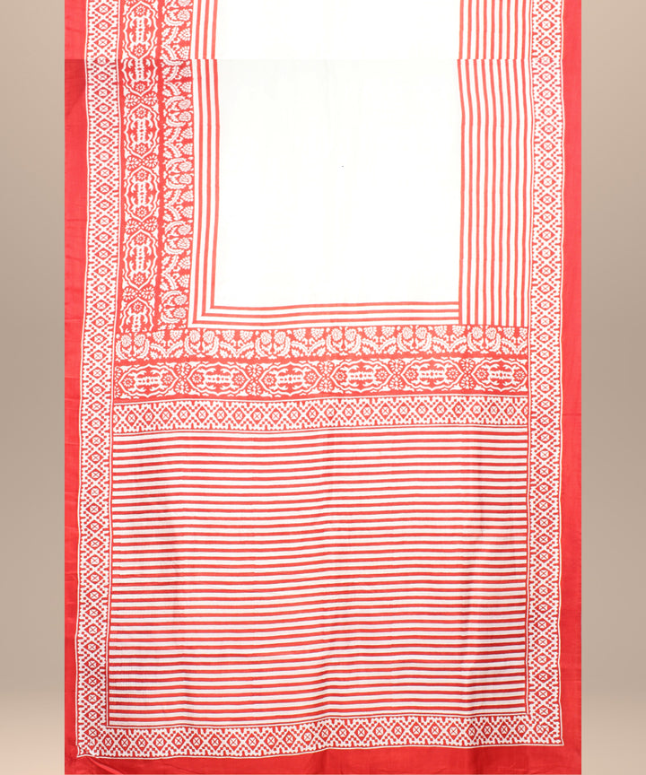 White red silk handloom saree
