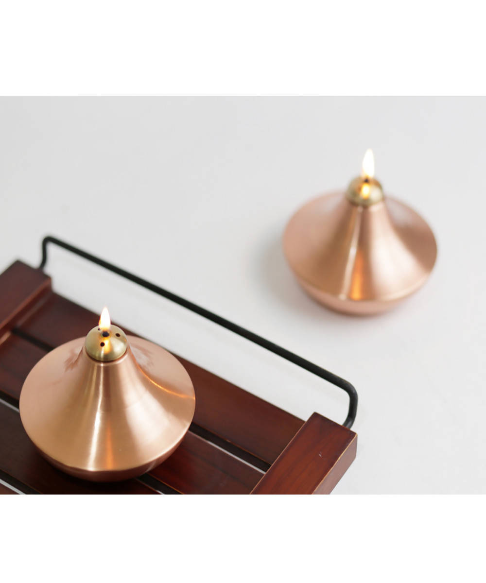 Handmade copper sanchi oil lamp copper