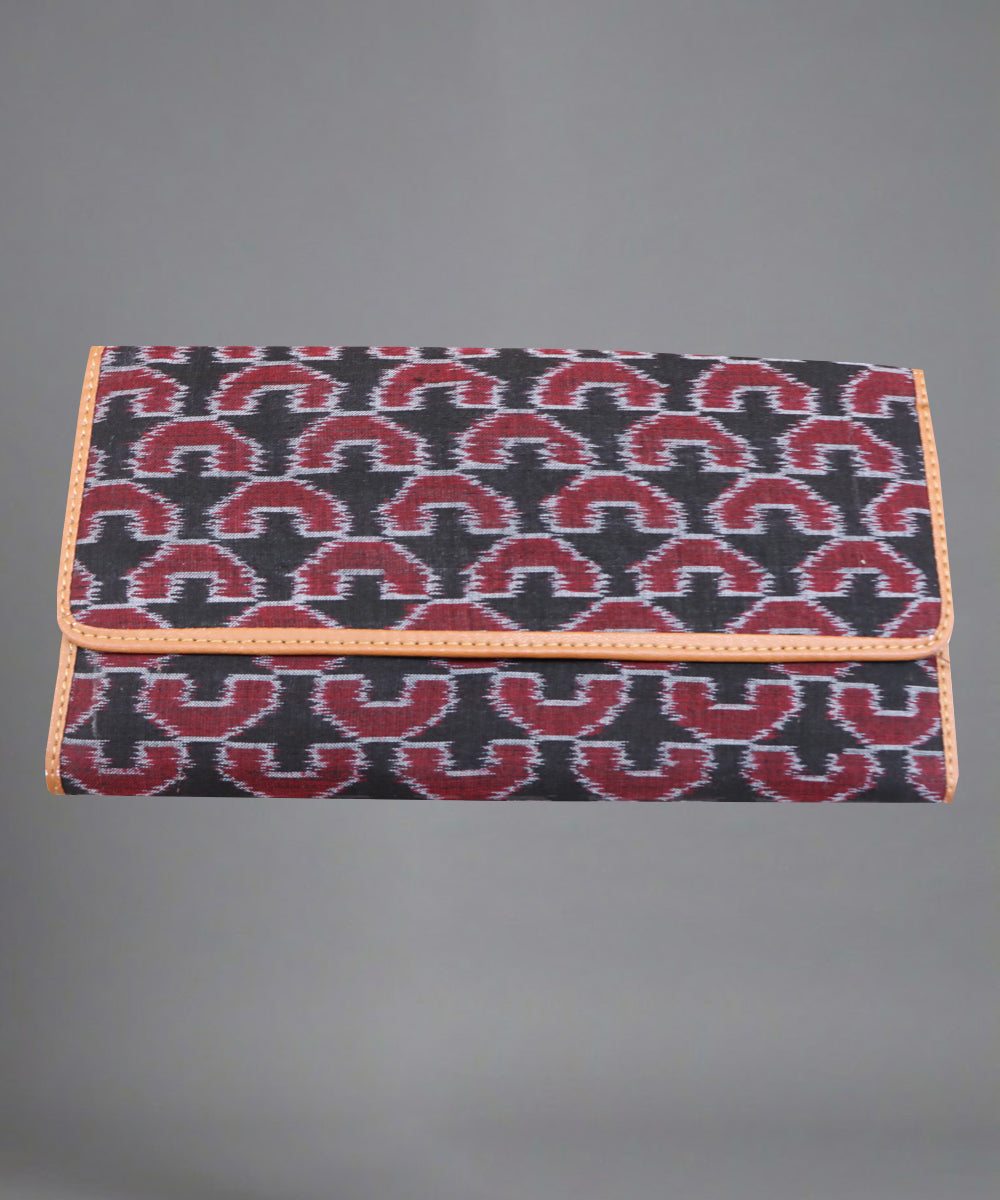 Maroon Black Handmade Cotton Purse