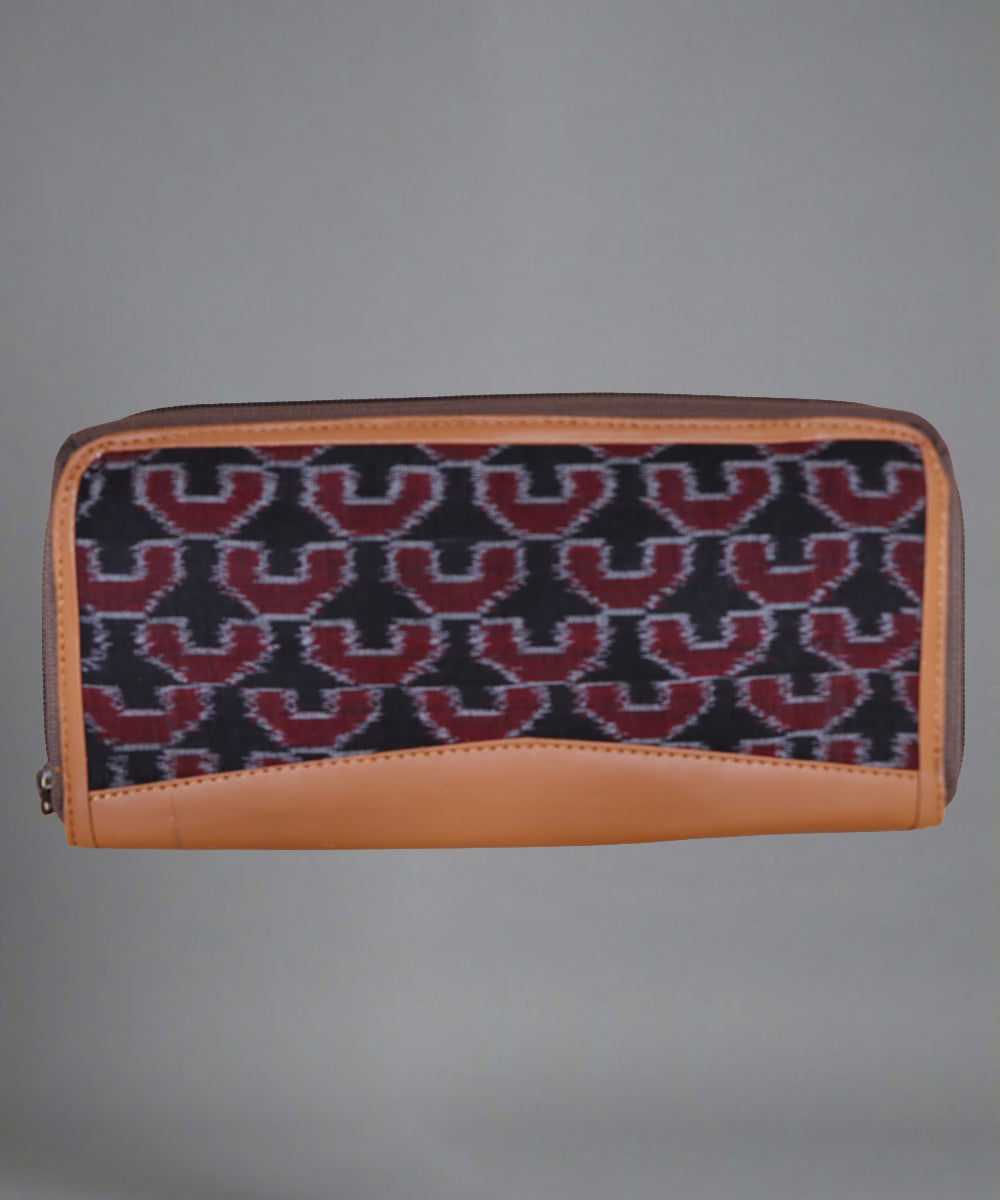 Handmade Maroon Black Cotton Purse
