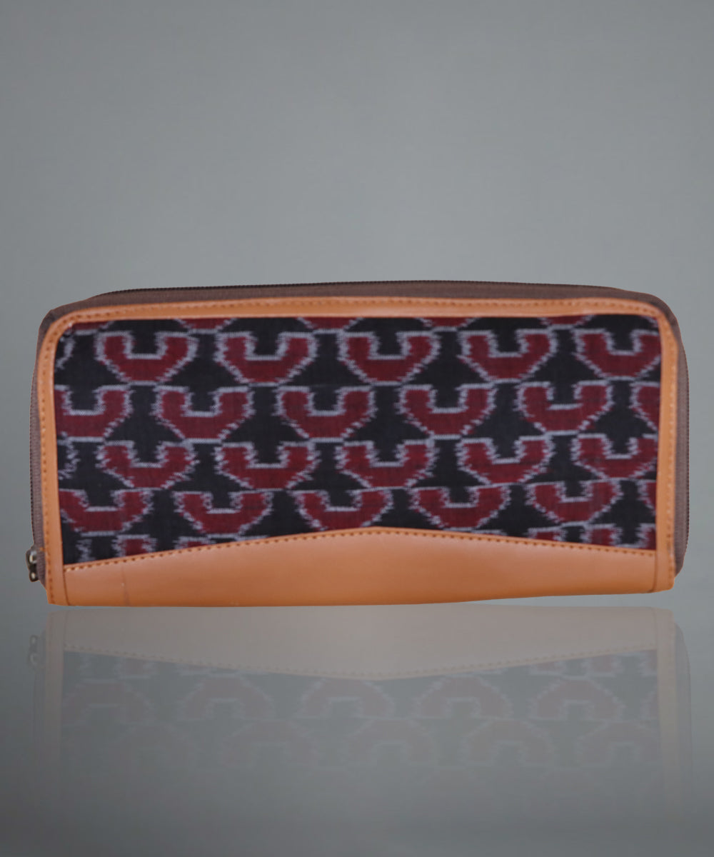 Handmade Maroon Black Cotton Purse