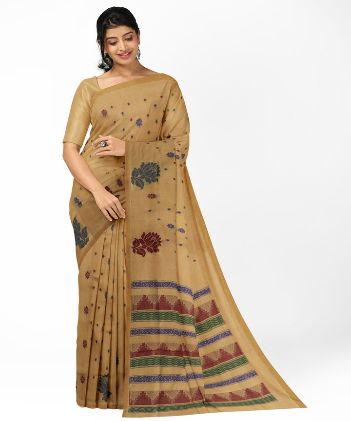 Camel brown red handwoven rajahmundry cotton saree