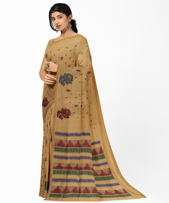 Camel brown red handwoven rajahmundry cotton saree