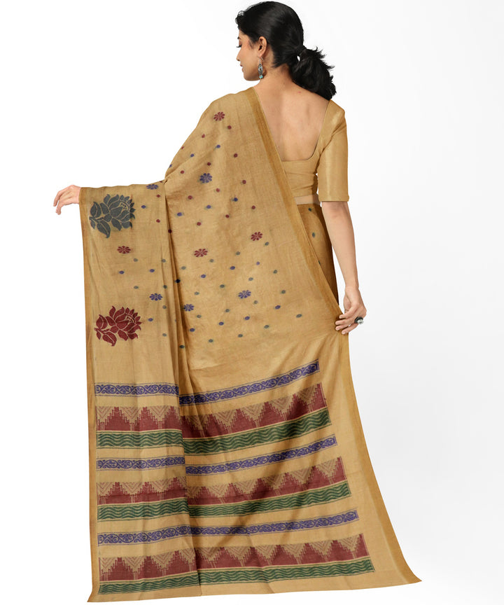 Camel brown red handwoven rajahmundry cotton saree