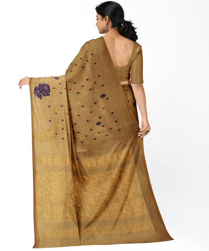 Camel brown golden handwoven rajahmundry cotton saree