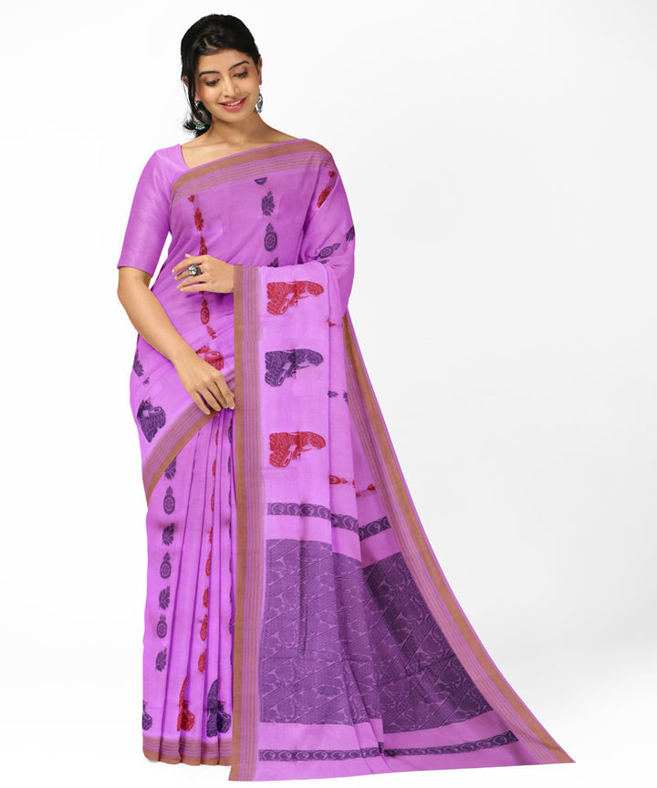Violet blue cotton handwoven rajahmundry saree
