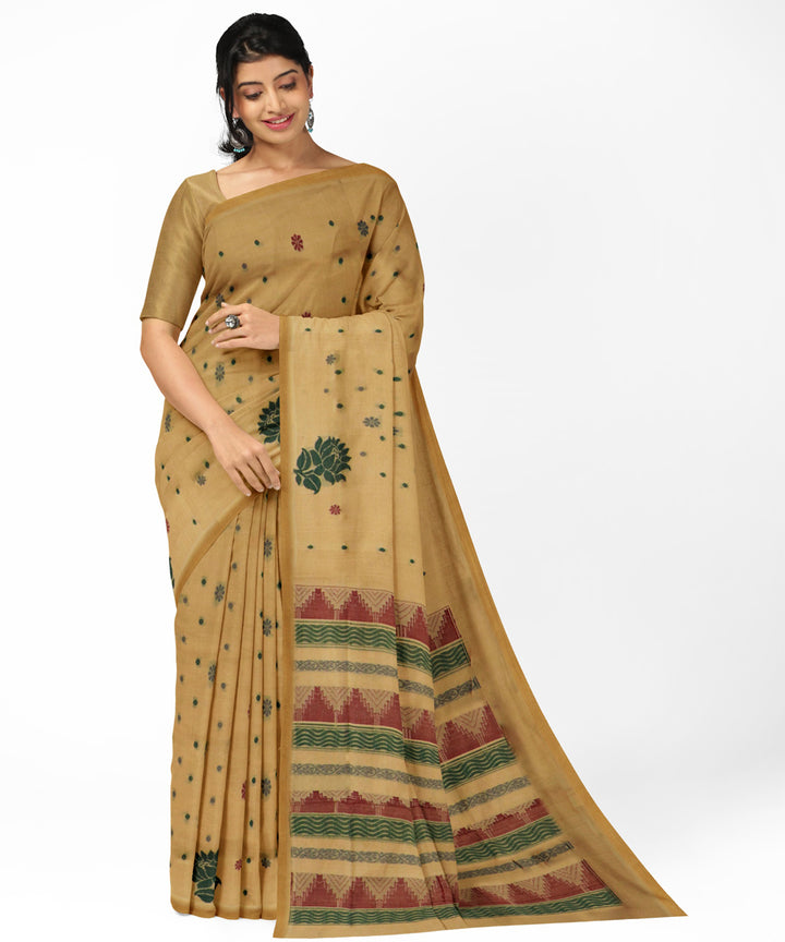 Camel brown red cotton handwoven rajahmundry saree