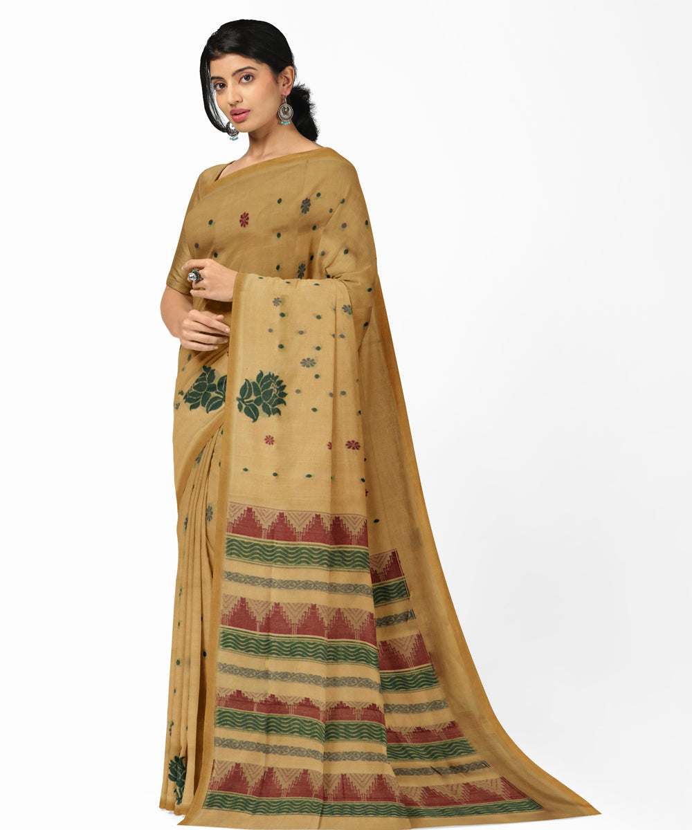 Camel brown red cotton handwoven rajahmundry saree