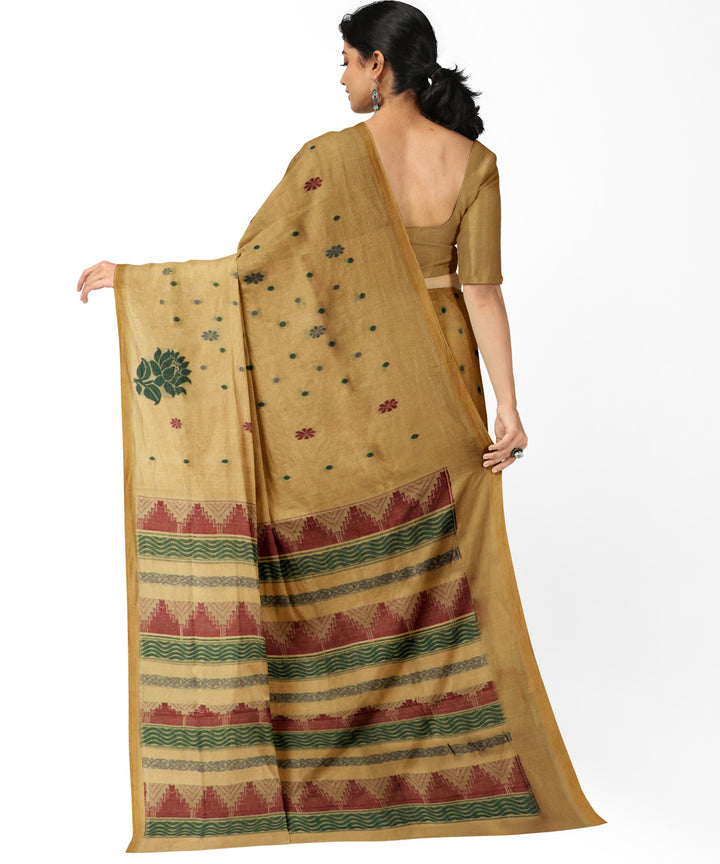 Camel brown red cotton handwoven rajahmundry saree