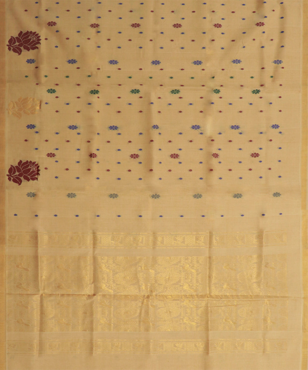 Camel brown golden handwoven cotton rajahmundry saree