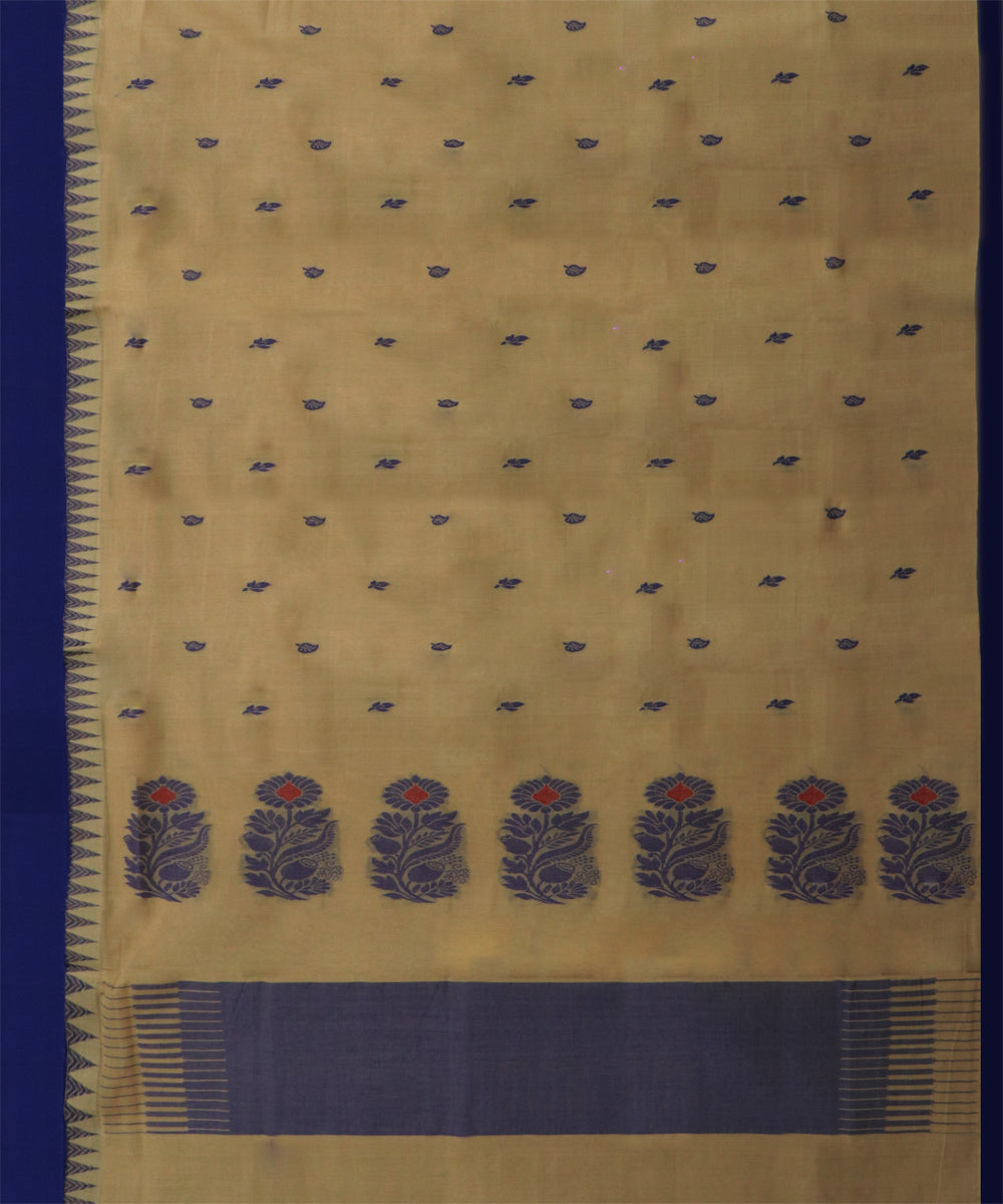 Camel brown blue cotton handwoven rajahmundry saree