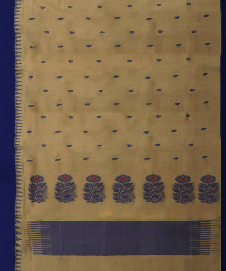 Camel brown blue cotton handwoven rajahmundry saree
