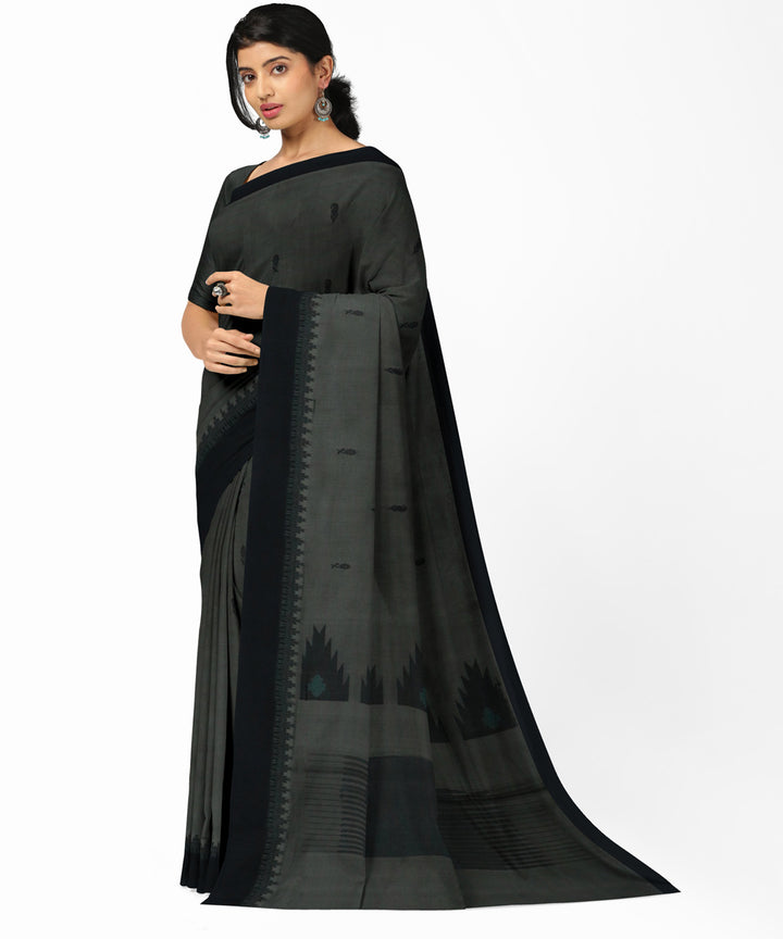Black grey cotton handwoven rajahmundry saree