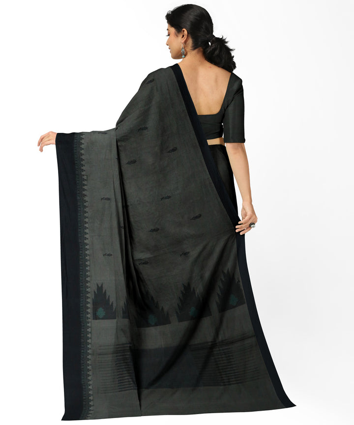 Black grey cotton handwoven rajahmundry saree