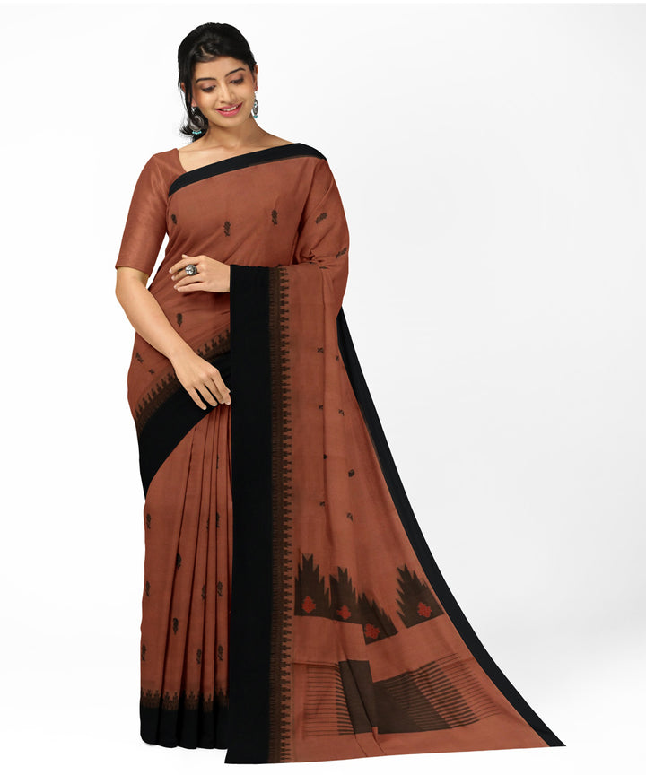 Brown grey cotton handwoven rajahmundry saree