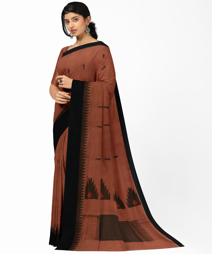 Brown grey cotton handwoven rajahmundry saree