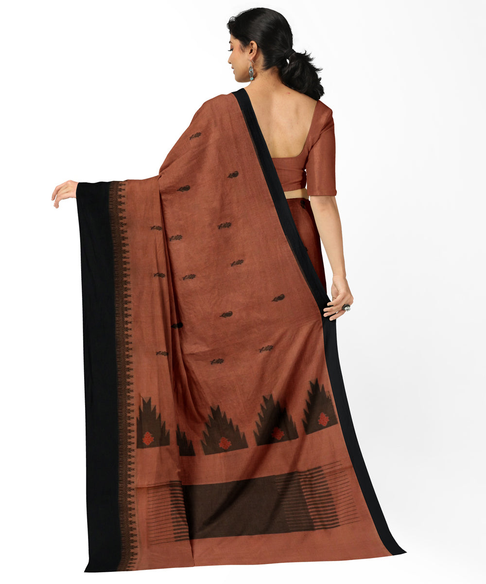 Brown grey cotton handwoven rajahmundry saree