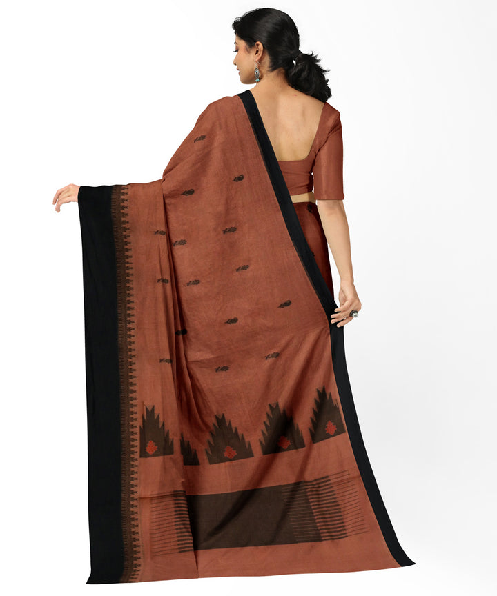 Brown grey cotton handwoven rajahmundry saree