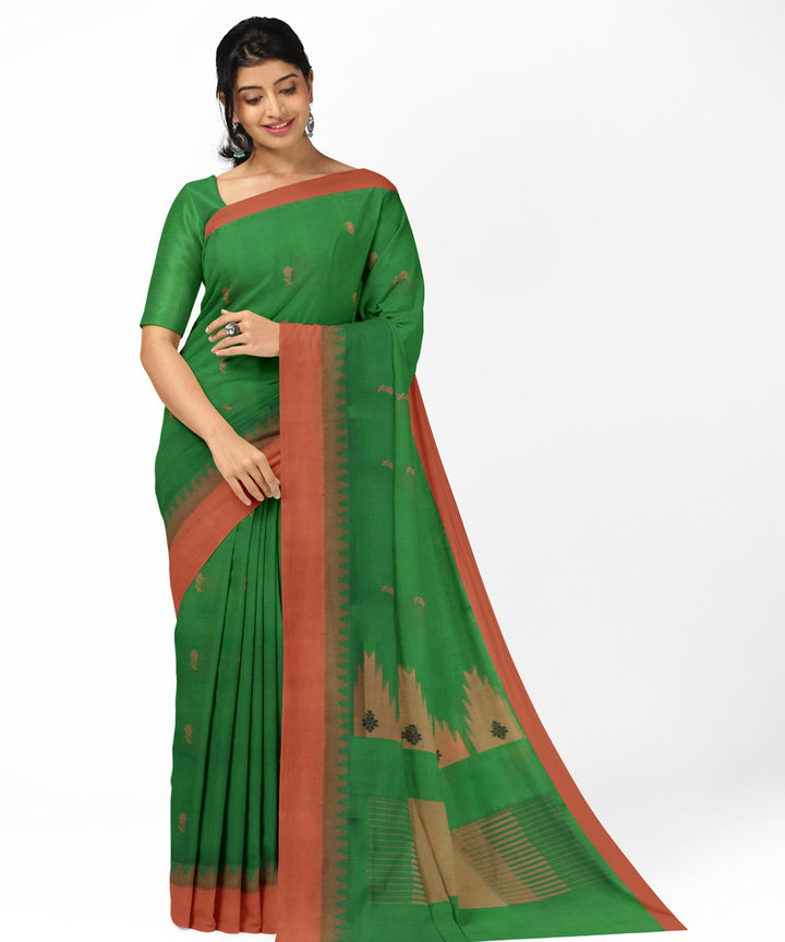 Green pink cotton handwoven rajahmundry saree