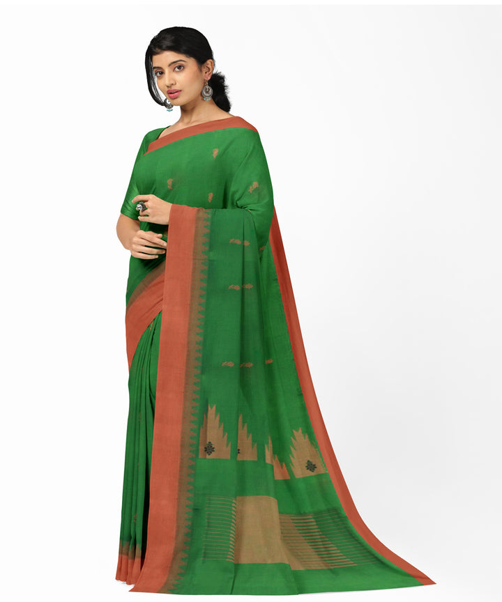 Green pink cotton handwoven rajahmundry saree
