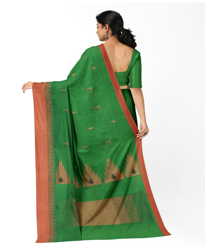 Green pink cotton handwoven rajahmundry saree