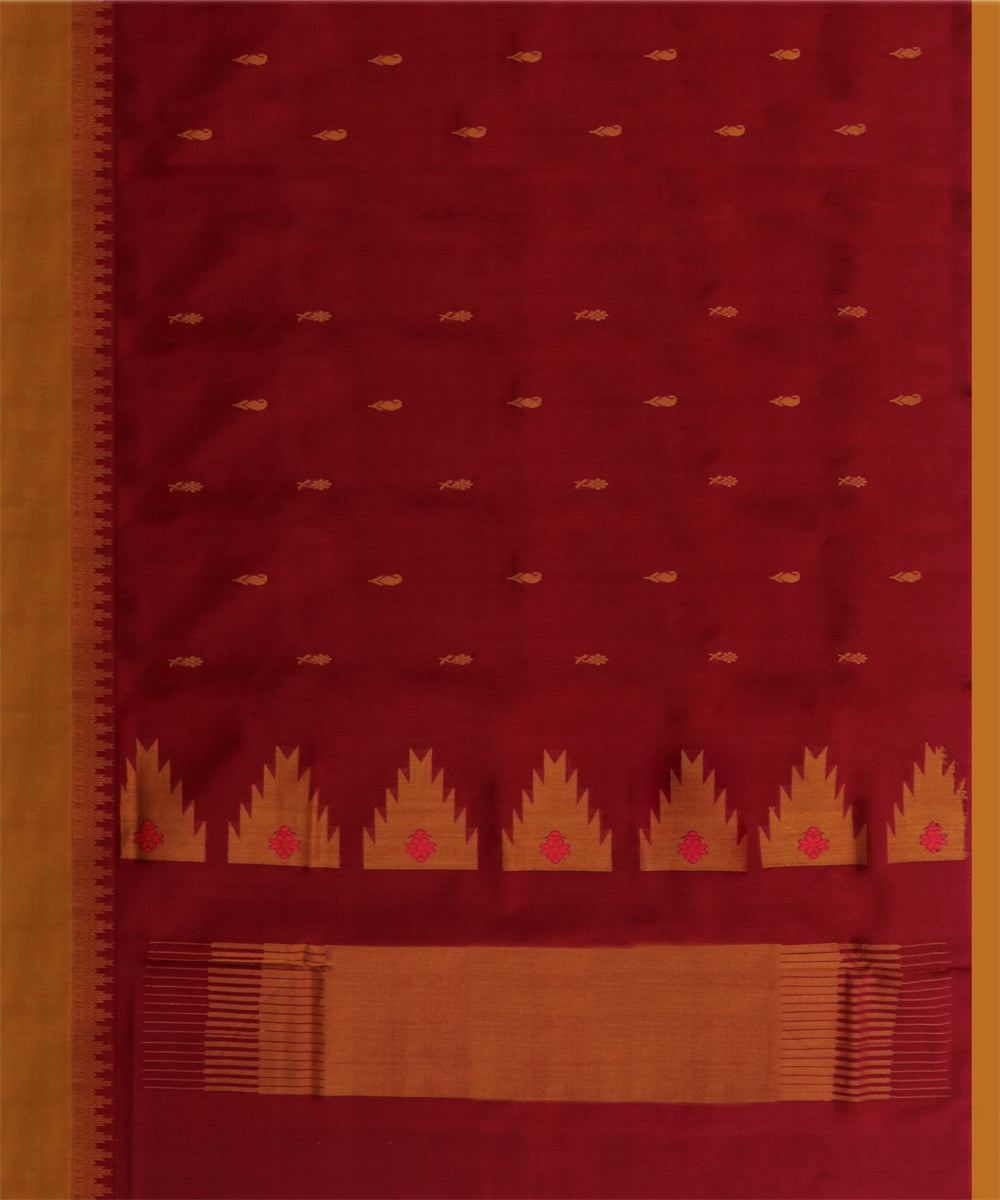 Red golden cotton handwoven rajahmundry saree