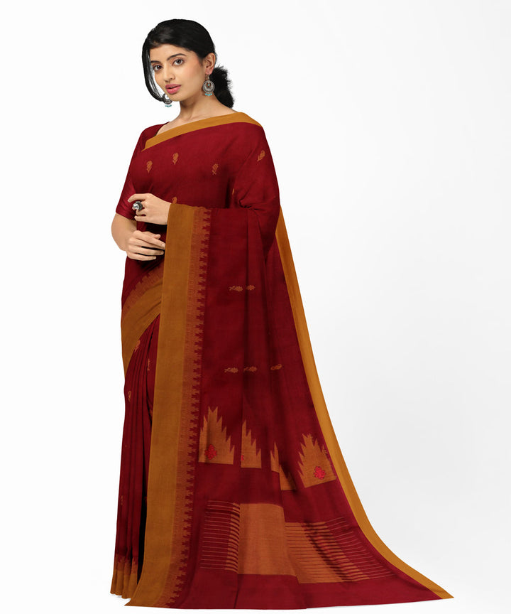 Red golden cotton handwoven rajahmundry saree