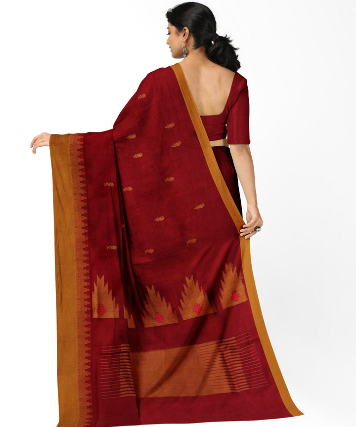 Red golden cotton handwoven rajahmundry saree