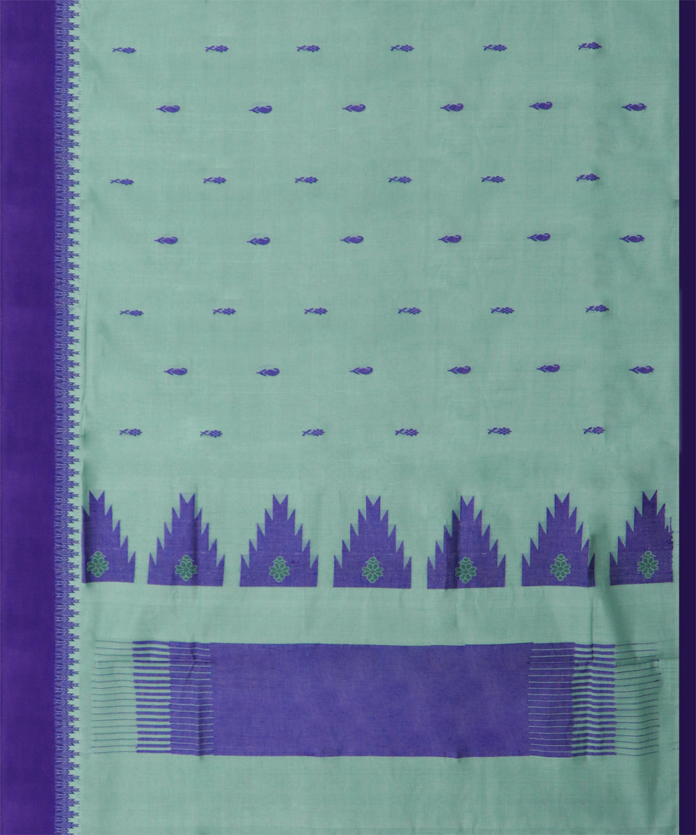 Light grey blue cotton handwoven rajahmundry saree