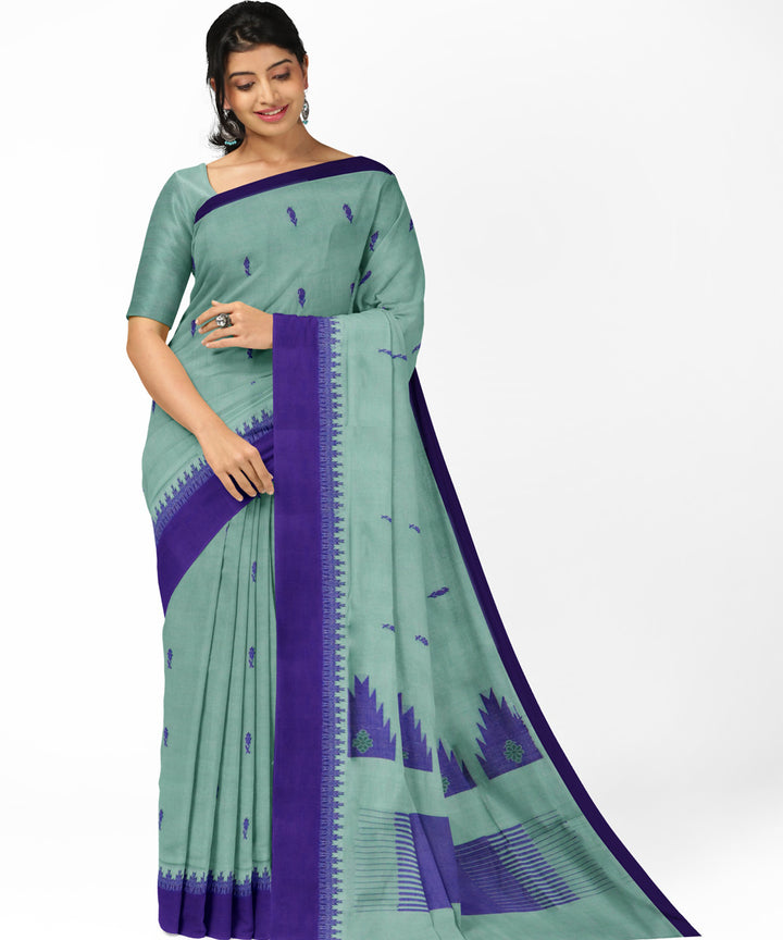 Light grey blue cotton handwoven rajahmundry saree