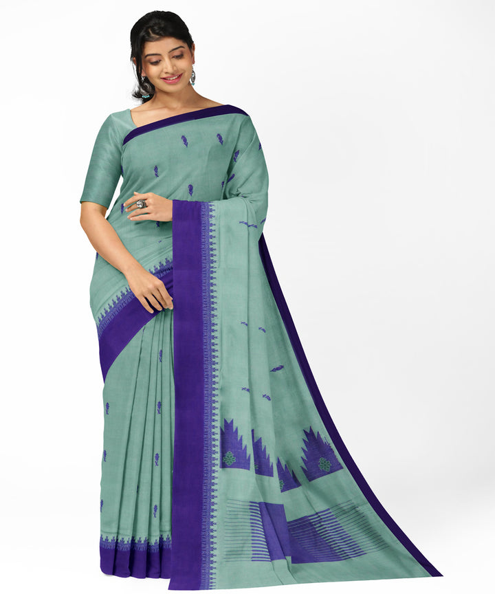 Light grey blue cotton handwoven rajahmundry saree