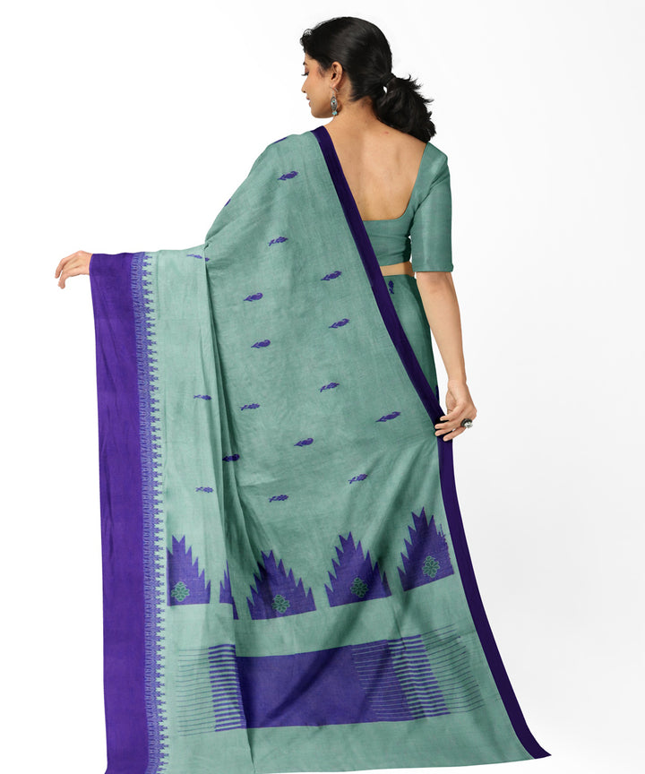 Light grey blue cotton handwoven rajahmundry saree