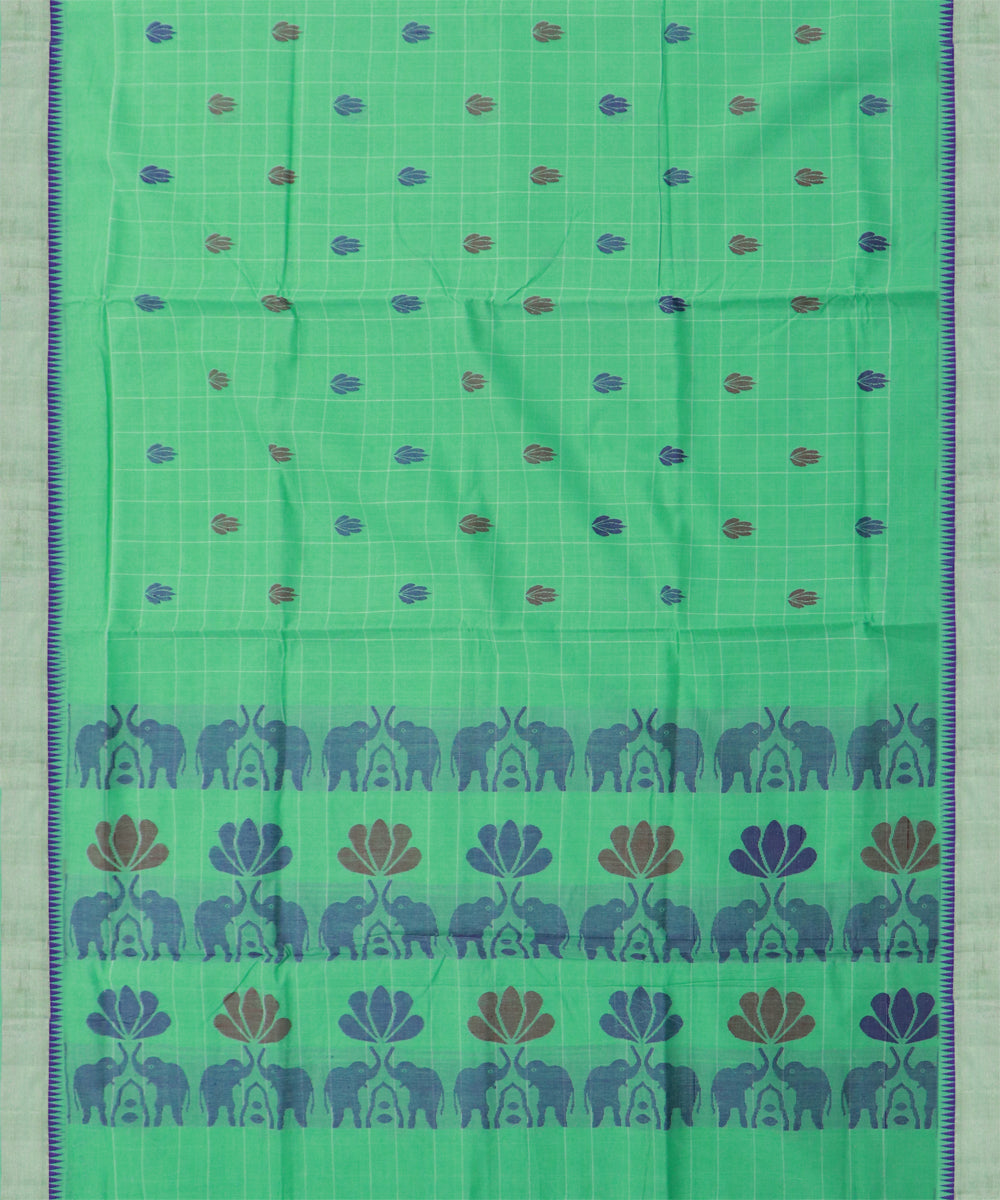 Sea green blue cotton handwoven rajahmundry saree