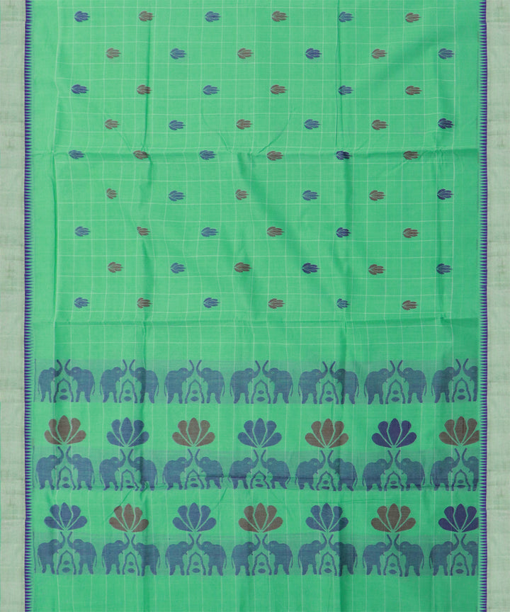 Sea green blue cotton handwoven rajahmundry saree