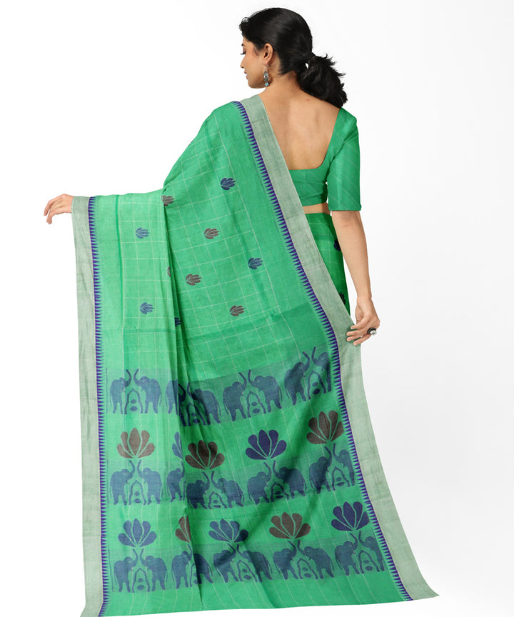 Sea green blue cotton handwoven rajahmundry saree