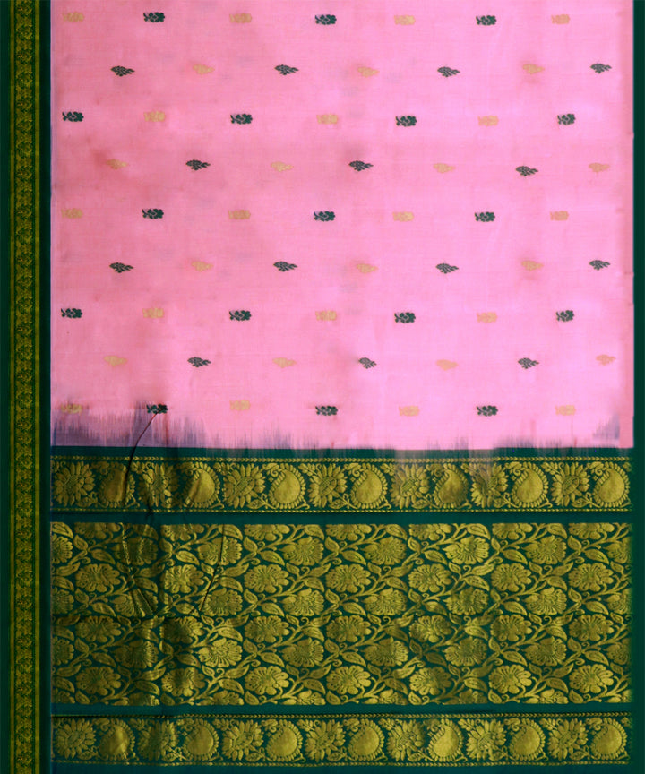 Pink green handwoven cotton rajahmundry saree