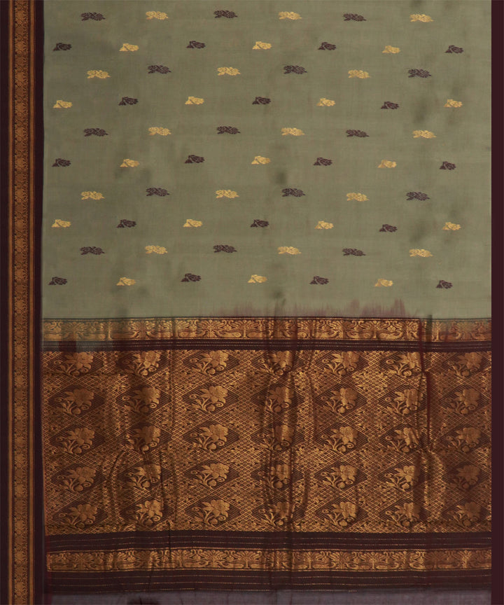 Grey maroon cotton handwoven rajahmundry saree