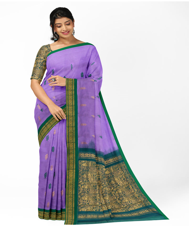 Purple green cotton handwoven rajahmundry saree