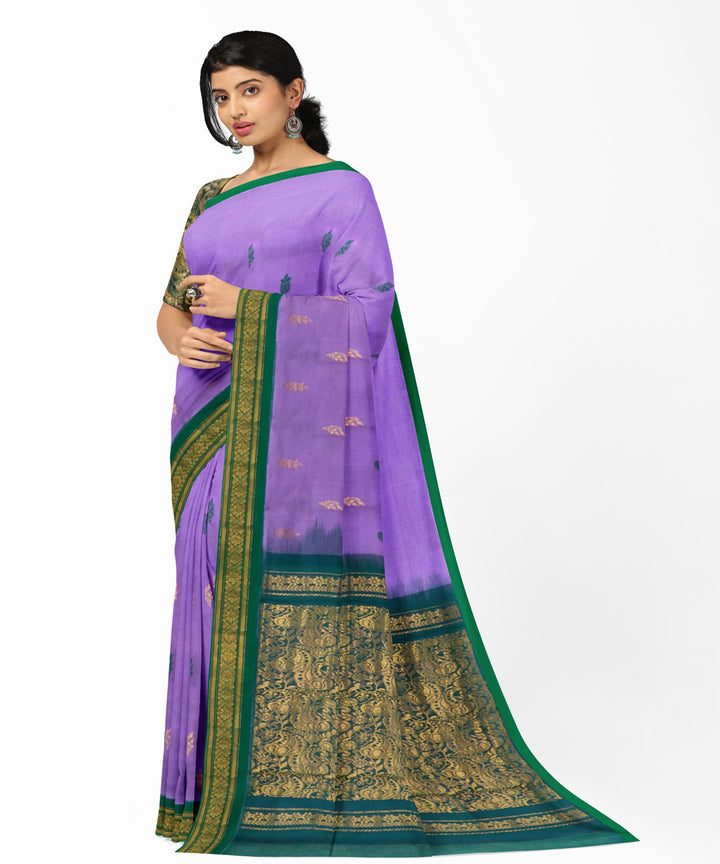 Purple green cotton handwoven rajahmundry saree