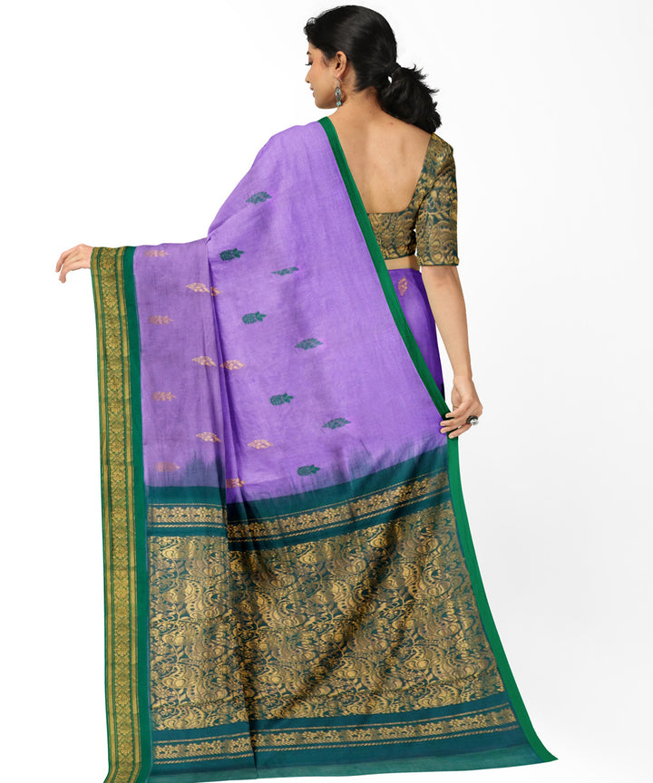 Purple green cotton handwoven rajahmundry saree