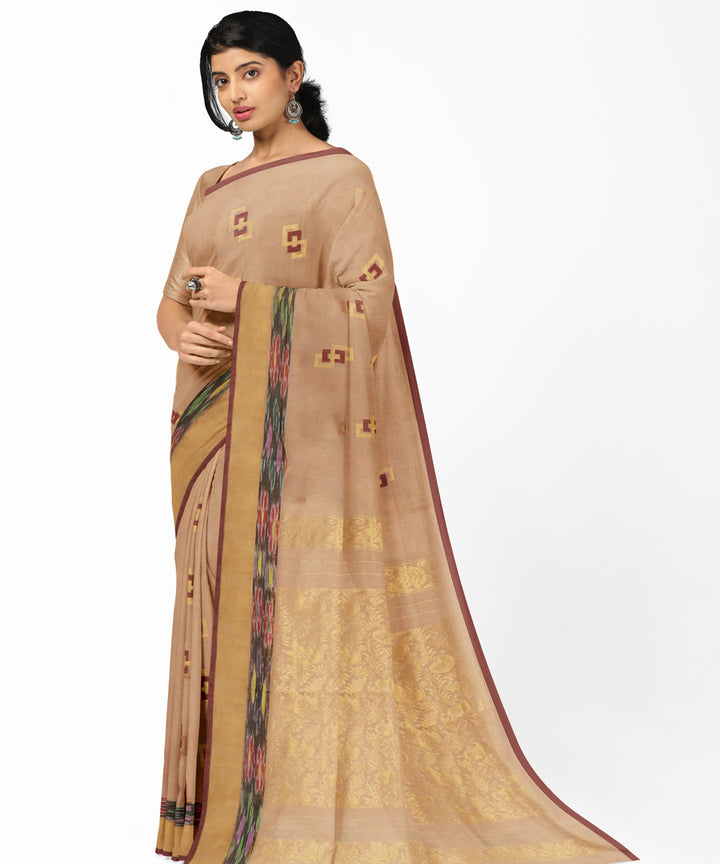 Camel brown golden cotton handwoven rajahmundry saree